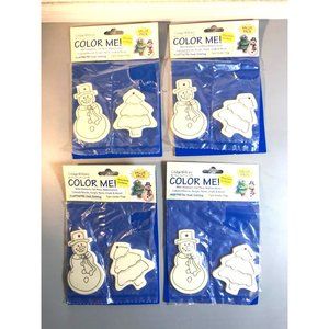 Lot of 4 unfinished wooden tags snowman Christmas